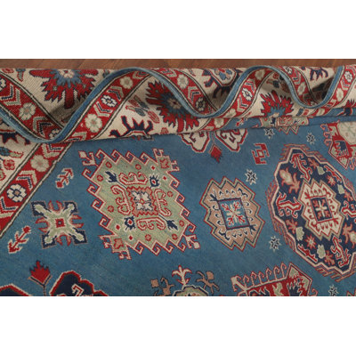 Light Blue Kazak Oriental Area Rug