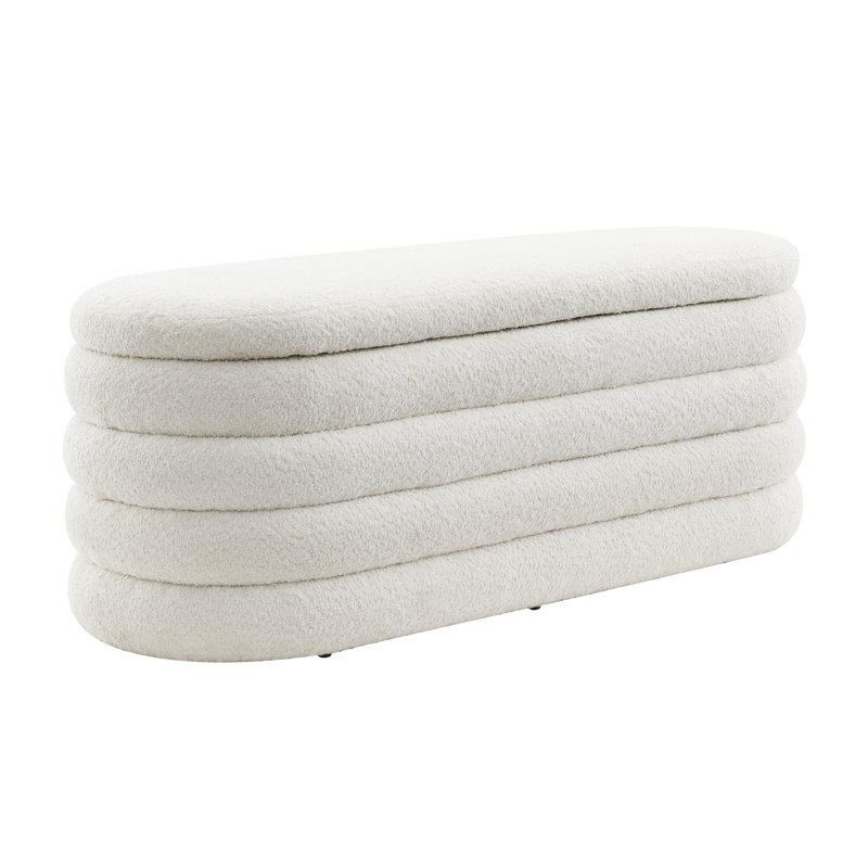 Brigett Upholstered Ottoman, Ivory 100% Polyester