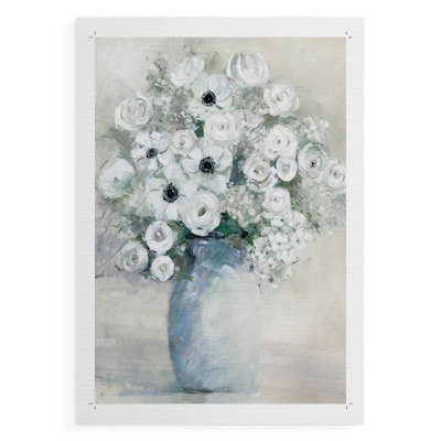 White Anemone Bouquet -Canvas Print Only - NOT FRAMED
