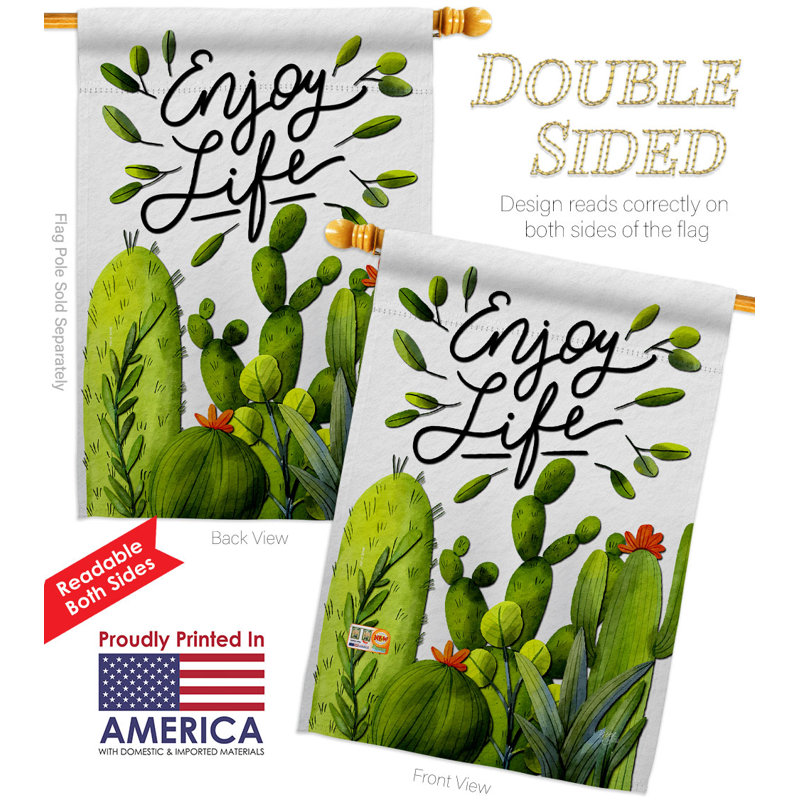 Drapeau de maison en polyester 2 faces 3 pi 3 po x 2 pi 3 po Cactus Life