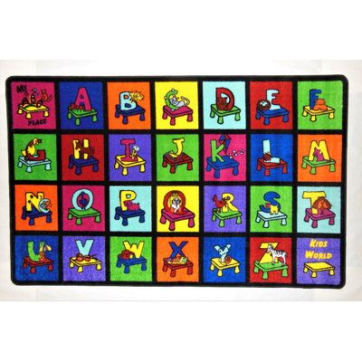 Motif géométrique bleu/vert/jaune tapis décoratif Poirier