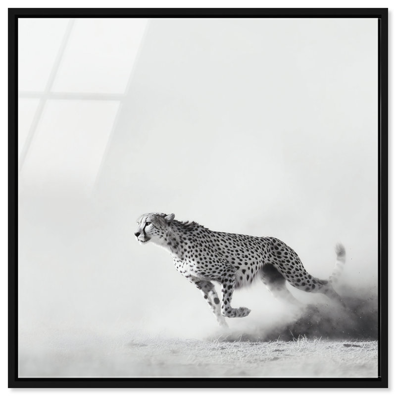 Cheetah Run High-Gloss Frameless Acrylic Glass Wall Art Animals Print by Oliver Gal, Ready to Hang, 12 x 12, 17" H x 17" W
