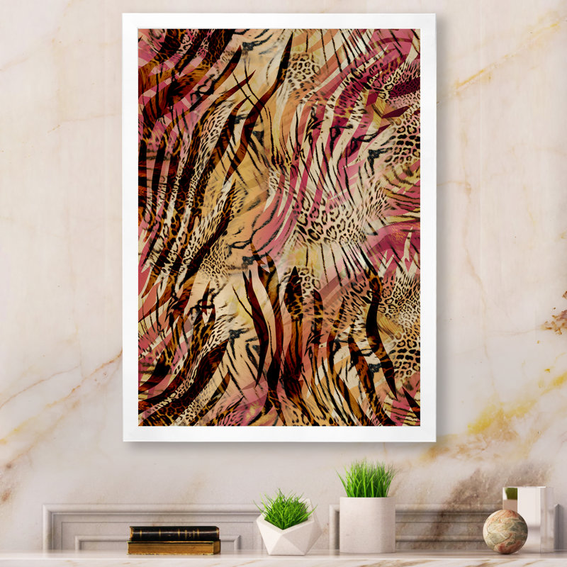 Léopard et tigre - peinture, H 40 po x l 30 po x P 1,5 po, Toile avec cadre blanc