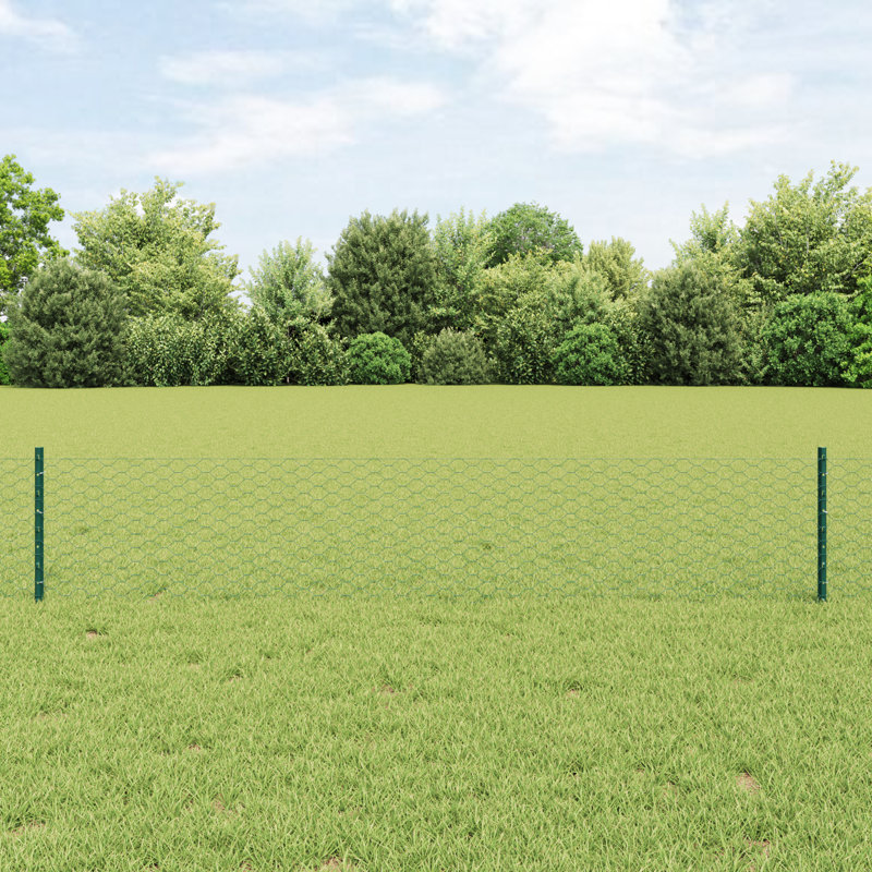 Fence with Post Segment Outdoor Barrier Garden Terrace Divider Boundary, Green, 40cm H x 1000cm W