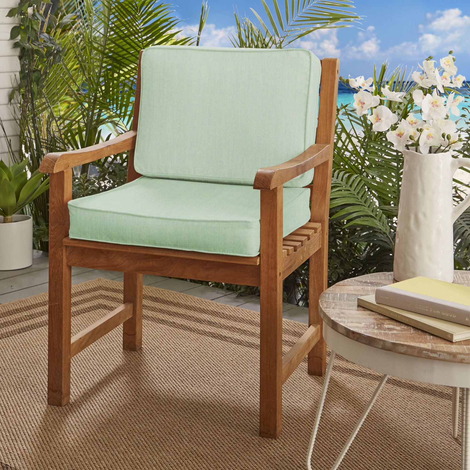Outdoor Sunbrella Seat/Back Cushion, 23.5" W x 23" D, Canvas Spa Sunbrella® Canvas