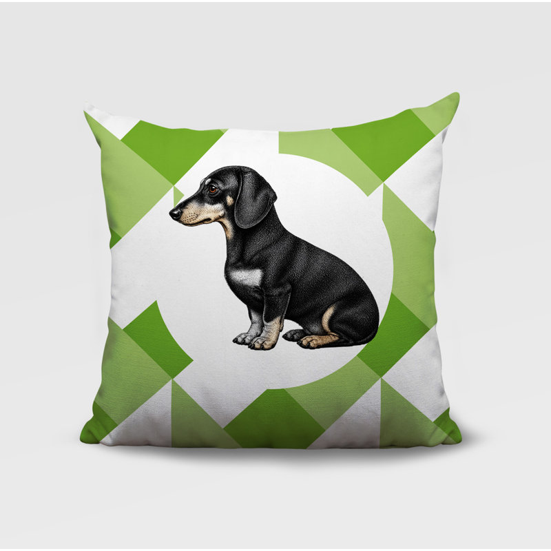 Coussin réversible intérieur / extérieur Dachshund Dog, 20 x 20, Vert printanier