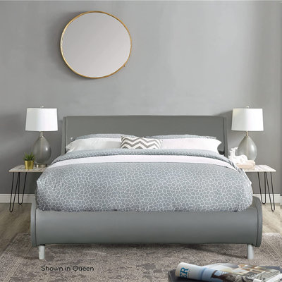 Seker Queen Upholstered Platform Bed With Design Headboard, Modern Style