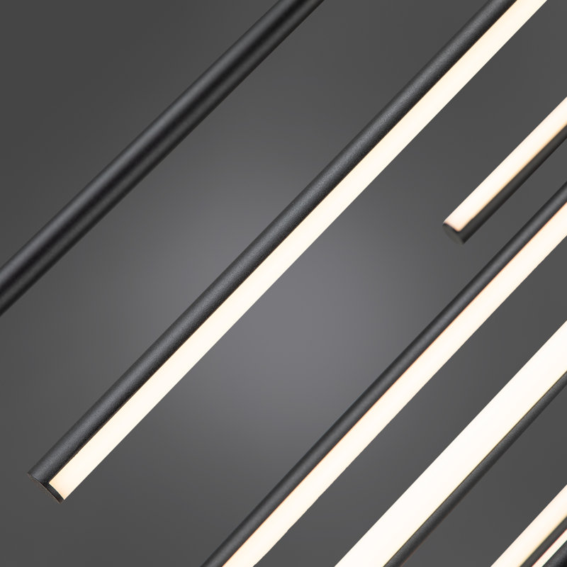 Cluster Cylinder LED Pendant for Stairs, Black, 304.8cm H x 59.9cm W x 59.9cm D
