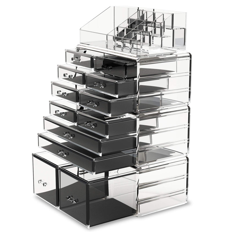 Makeup Cosmetic Organizer Storage Drawers Display Boxes Case With 12 Drawers(Clear)