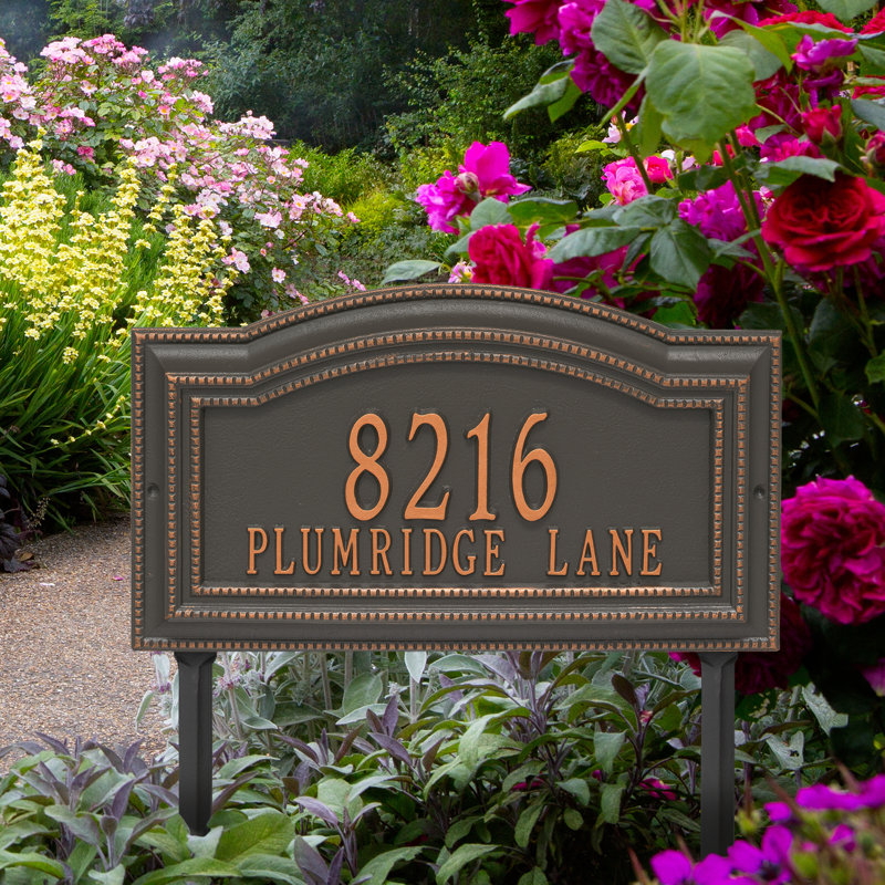 Signature Series 2-Line Lawn Address Sign, Copper, Forged Copper, Yes