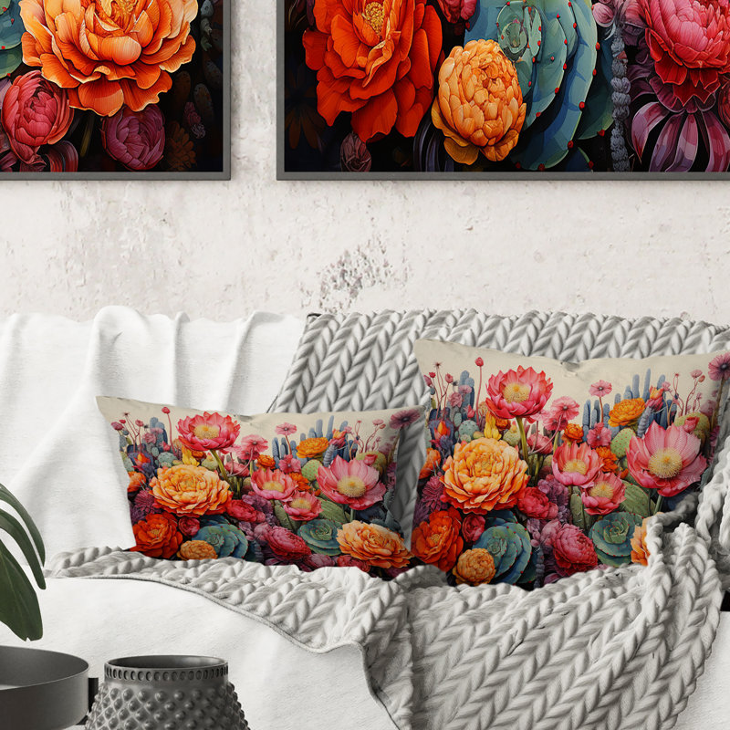 Coussin décoratif imprimé Desert Cacti Garden IV