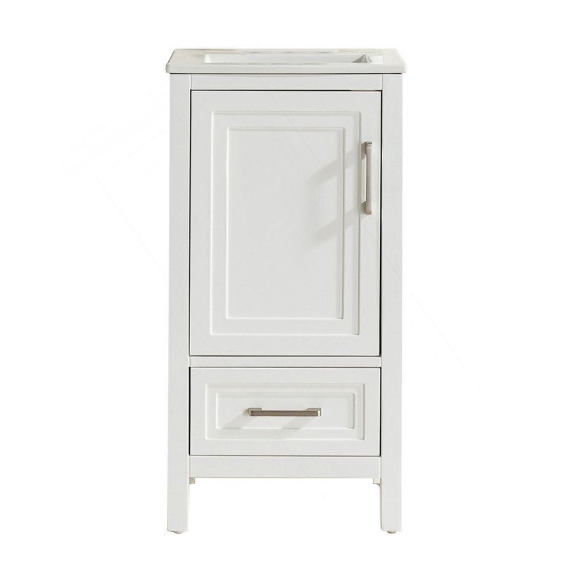 Meuble-lavabo simple autoportant de 18 po avec plateau entièrement assemblé, Blanc