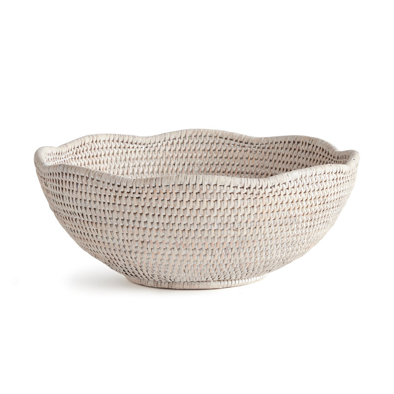 Handmade Rattan Decorative Bowl, White