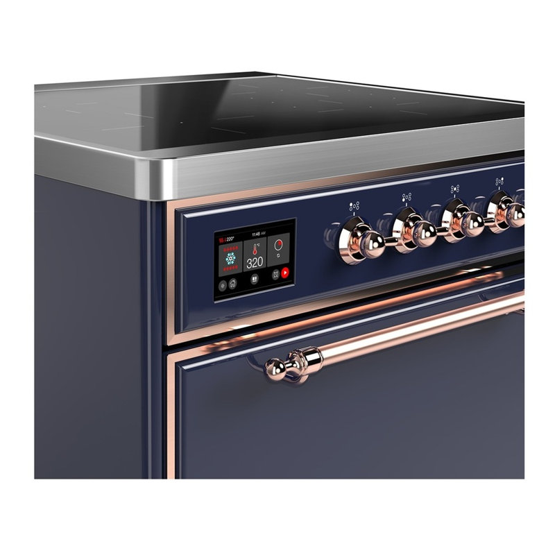Cuisinière à induction 30 pouces avec 4 éléments à induction bleu nuit Majestic III Series (garniture cuivre), Bleu nuit