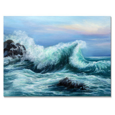 «Wild Blue Ocean Waves X», reproduction de cadre photo sur toile
