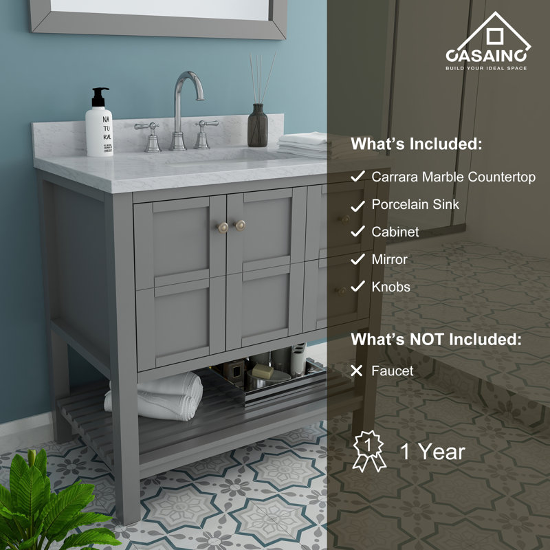 Ensemble de meuble-lavabo double 36 "avec miroir, gris