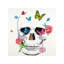 Butterfly Flower Skull - Wrapped Canvas Painting-1645663374