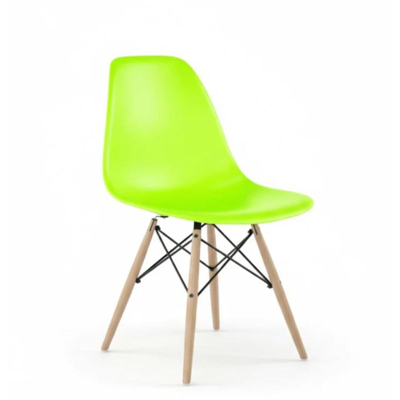 Chaise Hrileena Leffie avec pieds naturels, Vert, Naturel