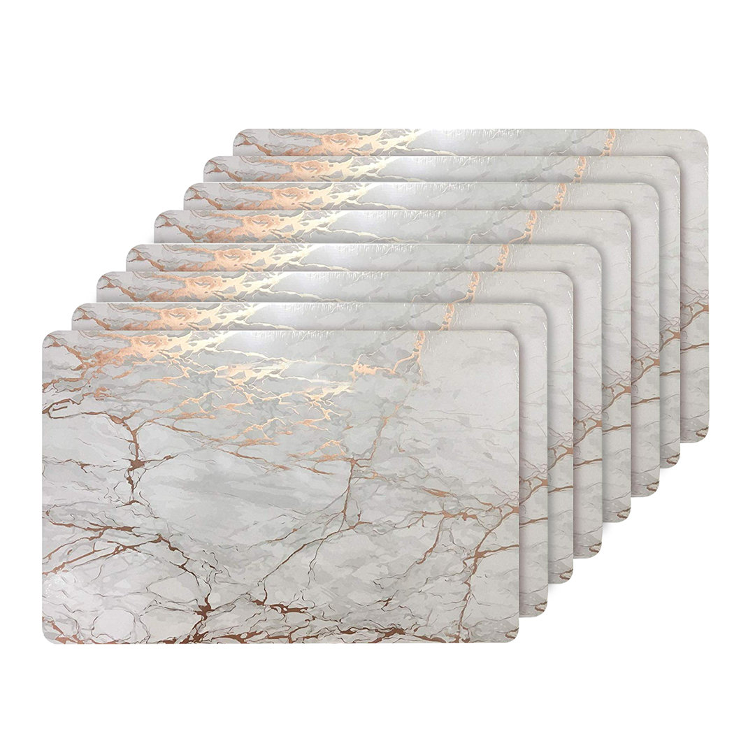 Placemats Dining Table Mat Table Decor Washable Non Slip Marble 12 X 18 (Set of 8) Dainty Home