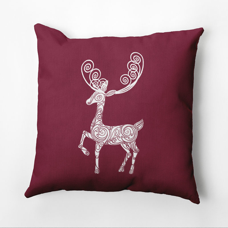 Reversible Throw Pillow, 18" x 18", Cranberry/Burgundy