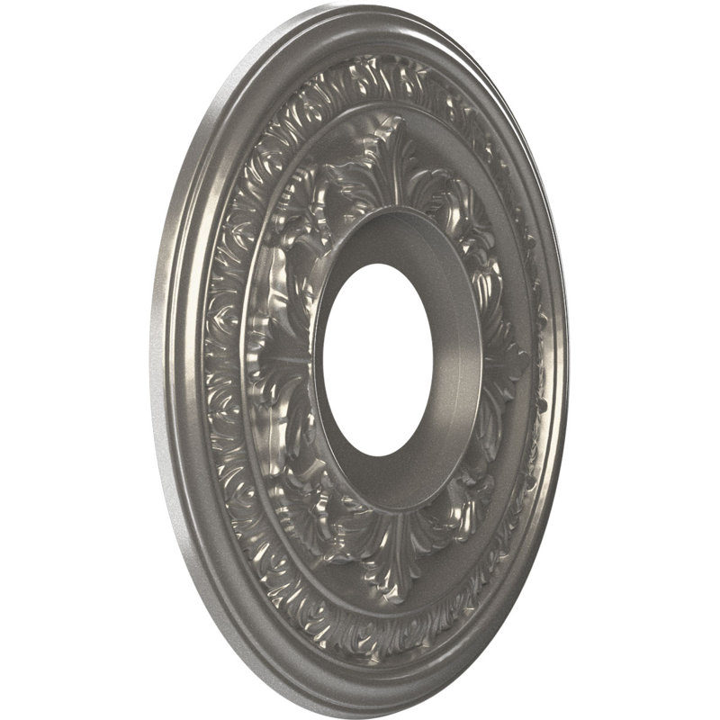 Médaillon de plafond en PVC thermoformé Baltimore, H 13 po x l 13 po x P 0,75 po, Acier foncé vieilli