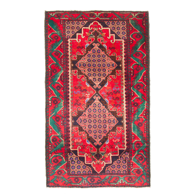 Tapis rouge Teimani 2 pi 8 po x 4 pi 8 po
