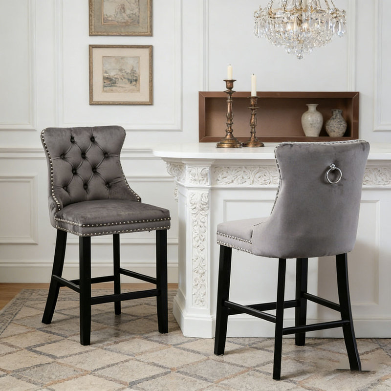 Chaise de salle à manger rembourrée moderne, Gris