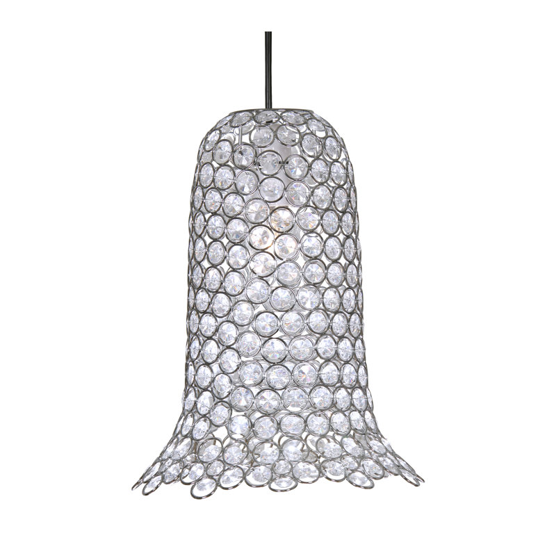 31.5cm H Glass Bell Pendant Shade ( Screw On ) in Silver