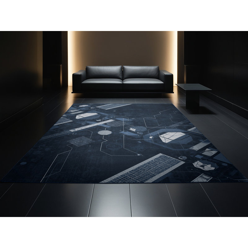 Tapis géométrique moderne gris élégant et délavé lavable à la machine Cumberland, 5 x 7