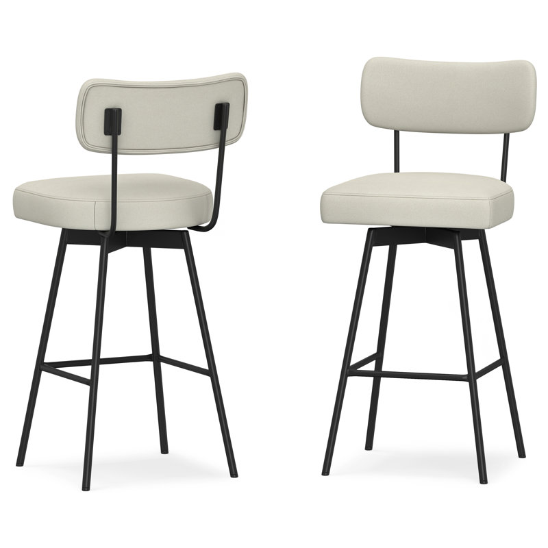 Tabouret pivotant contemporain avec repose-pieds Giselle, Gris clair, Tabouret de bar (siège d'une hauteur de 28,94 po)