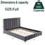 Lit plateforme double rembourré avec tête de lit en tissu et support à lattes de bois-726375978