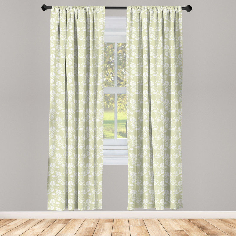 Floral Semi-Sheer Rod Pocket Curtain Panels, 28" x 95"