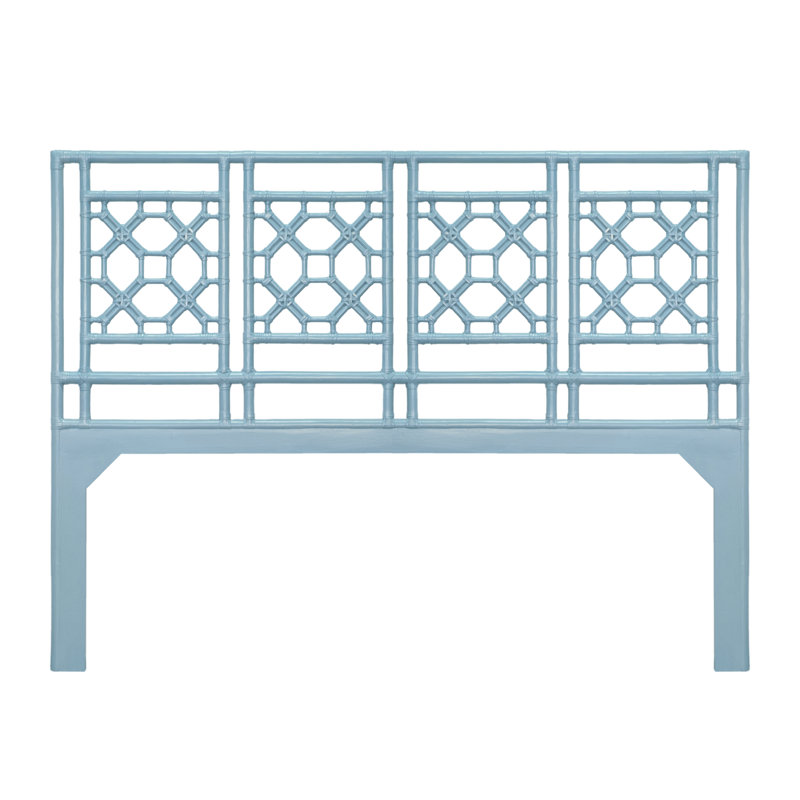 Rattan Open-Frame Headboard, King, Pool Blue
