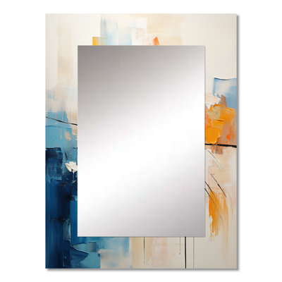 Paper Euphoria I - Abstract Collages Large Wall Mirror, Orange Decorative Mirror, Printed Metal Art
