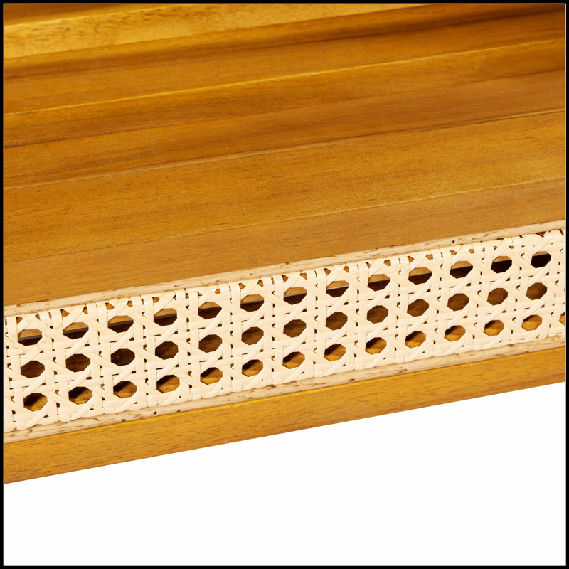 Chaise d'angle pour l'extérieur en bois d'acacia durable et canne en plastique Kirkby