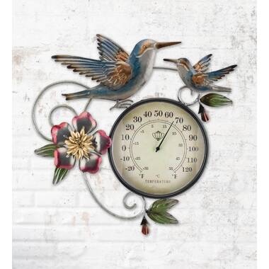 Evergreen Butterfly Outdoor Wall Thermometer, Blue