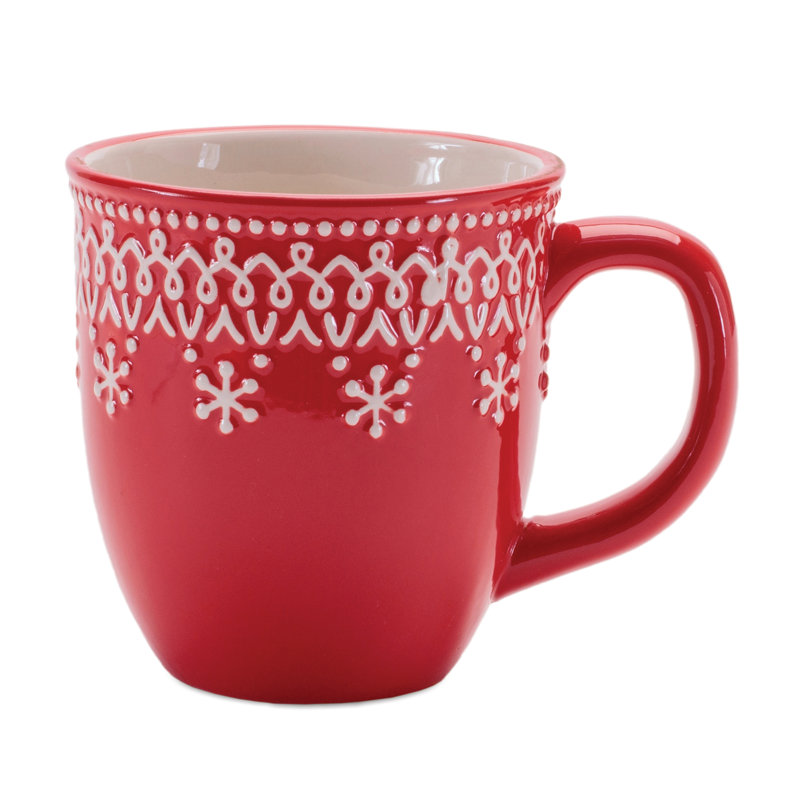 Grande tasse à flocons de neige en céramique embossée (ensemble de 6)
