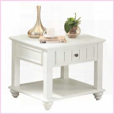 Table basse blanche avec tiroir et amp; Tablette inférieure, style élégant intemporel pour le salon, rangement polyvalent