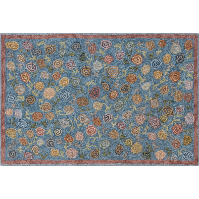 Florals Area Rug, Blue, 8' x 10'
