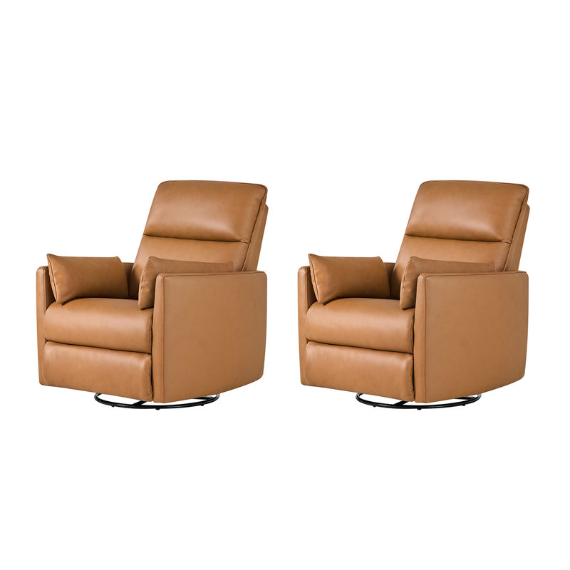 Fauteuil inclinable électrique en cuir véritable avec charge USB Canton, Camel