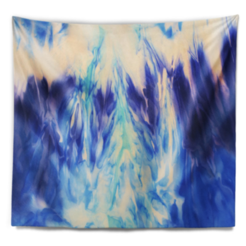 Tapisserie abstraite de la vie bleue, H 68 po x l 80 po
