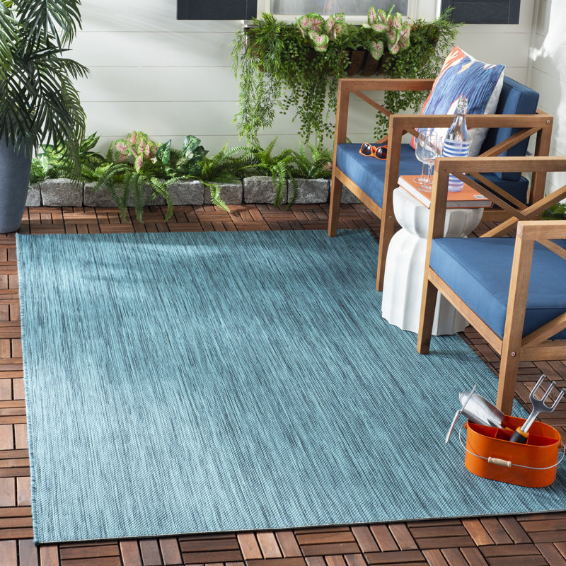Beach House Performance Solid Color Indoor/Outdoor Area Rug, Rectangle 6'7" x 9'2"