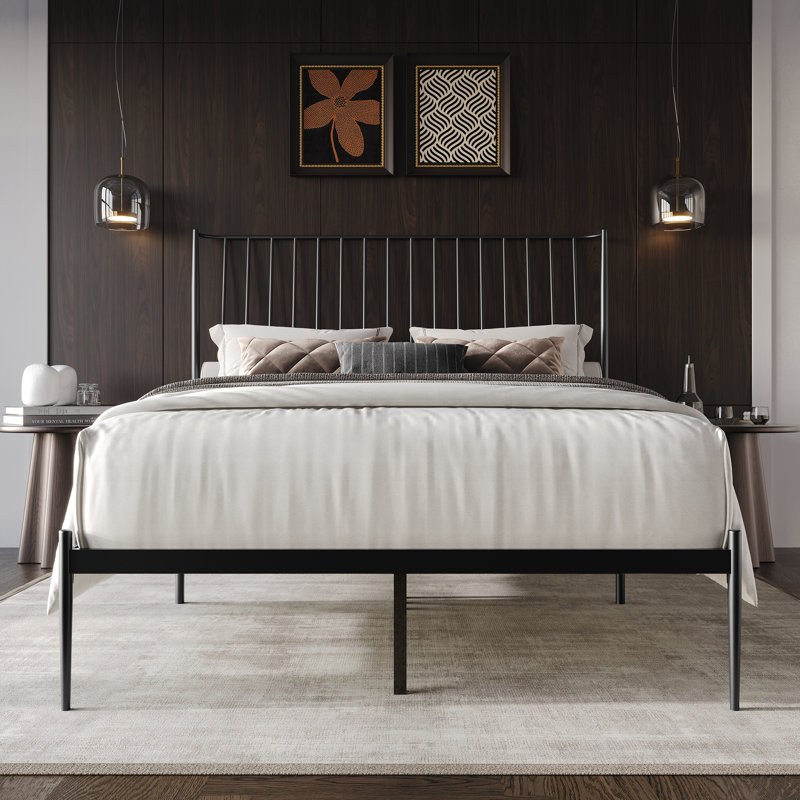 Metal Platform Bed, White, Full