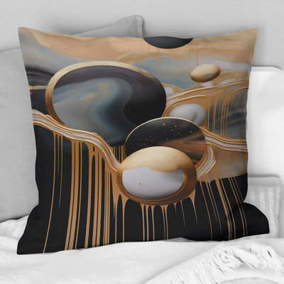 Coussin décoratif doré et noir Mystic Mulange V - Formes abstraites