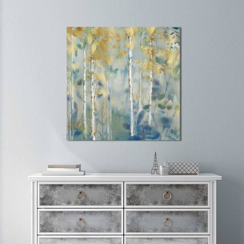 «Gilded Forest II», reproduction de peinture acrylique, H 18 po x l 18 po x P 1 po, Toile tendue