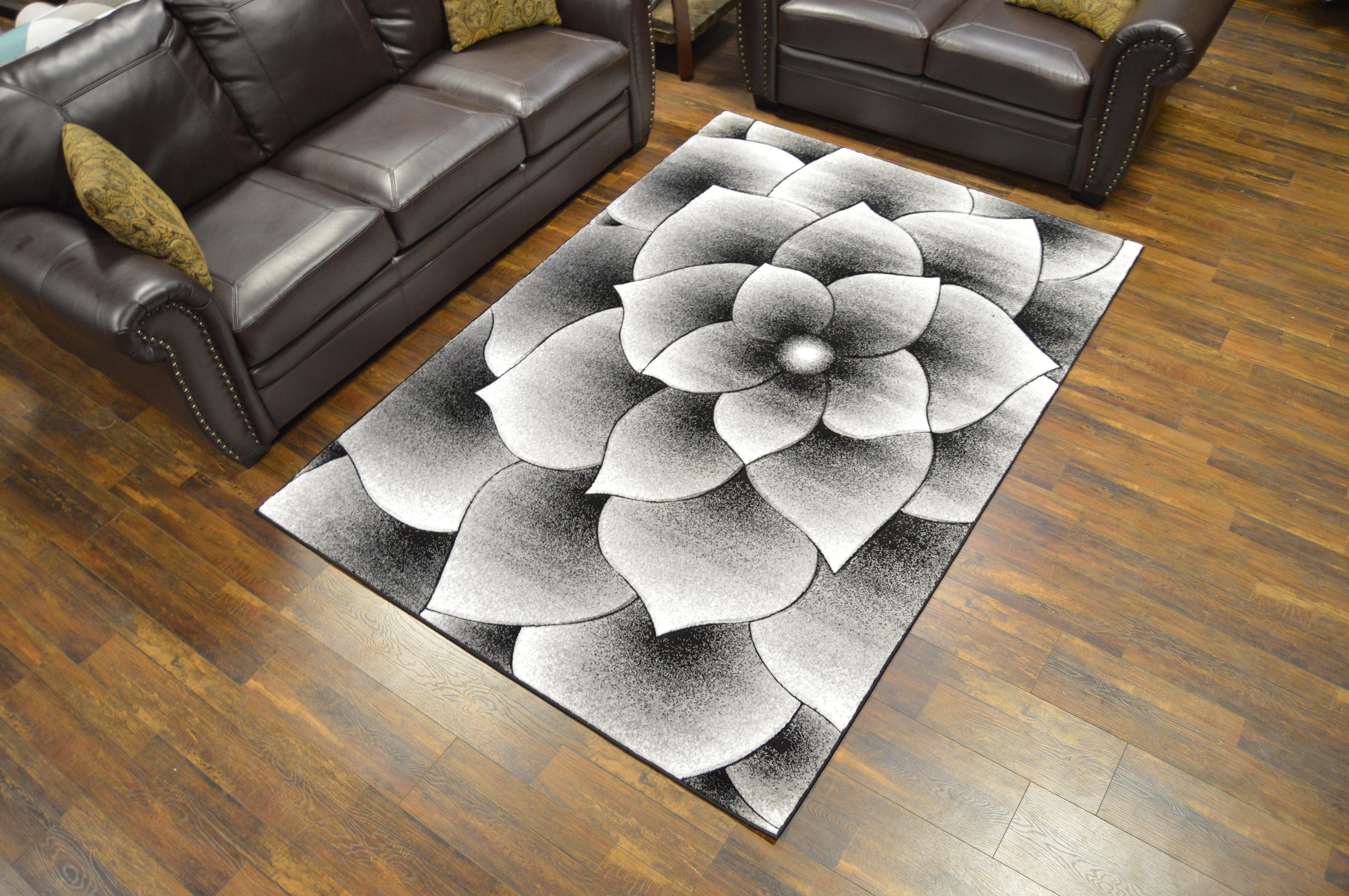 Orren Ellis Stinson Floral Gray/Black Area Rug & Reviews | Wayfair