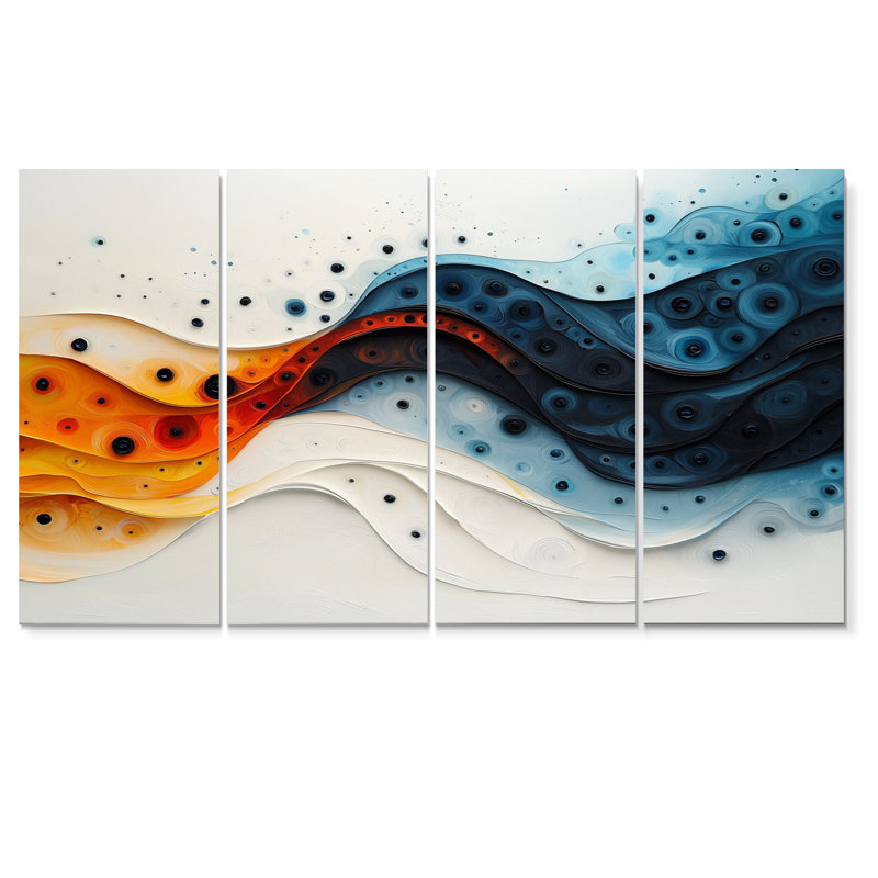 Nusrant - Abstract Spirals Wall Art - Art mural moderne sur toile, 4, H 28 po x l 48 po