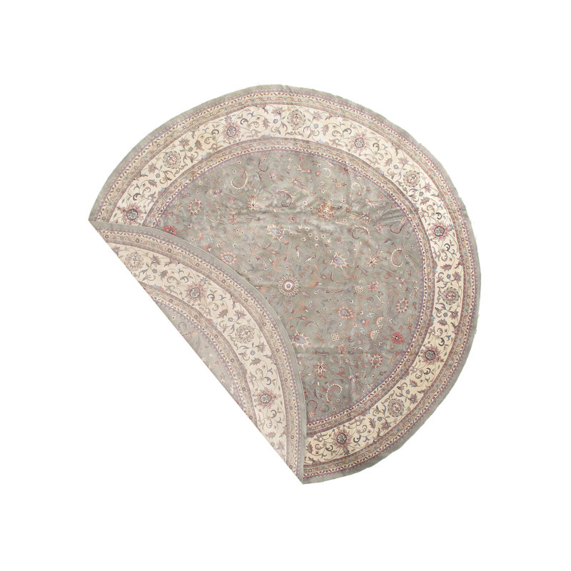Tapis rond finement noué à la main Tabriz 16 pi x 16 pi