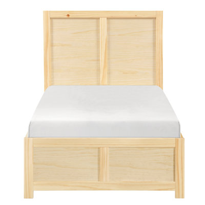 Lit simple avec lit gigogne escamotable, style contemporain, aspect pin naturel, convient au cadre de chambre à coucher de style bord de mer