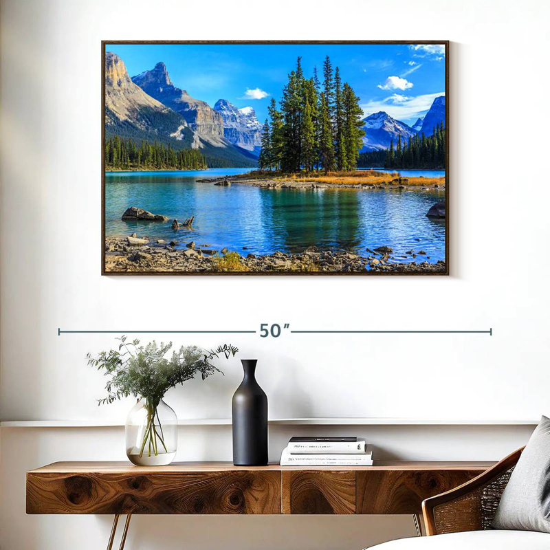 Lac Maligne, Cadre flottant noyer, 40 po x 27 po